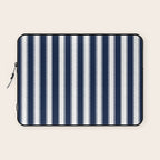 Nautical Navy Blue and White Rough Stripes Vertical Pattern Laptop Sleeve Gallery Image 1