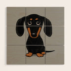 Black and Tan Dachshund | Cute Cartoon Wiener Dog Wood Wall Art Gallery Image 1