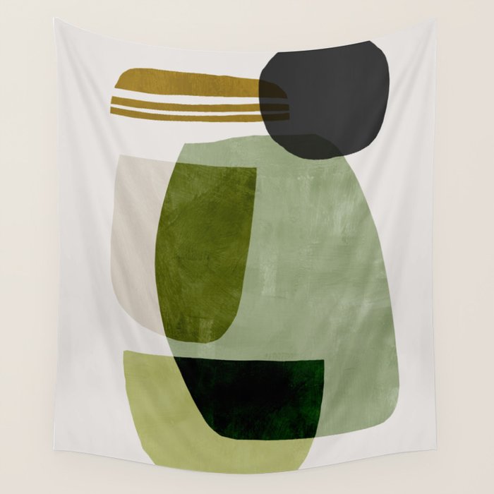 Green Abstract Wall Tapestry Gallery Image 1