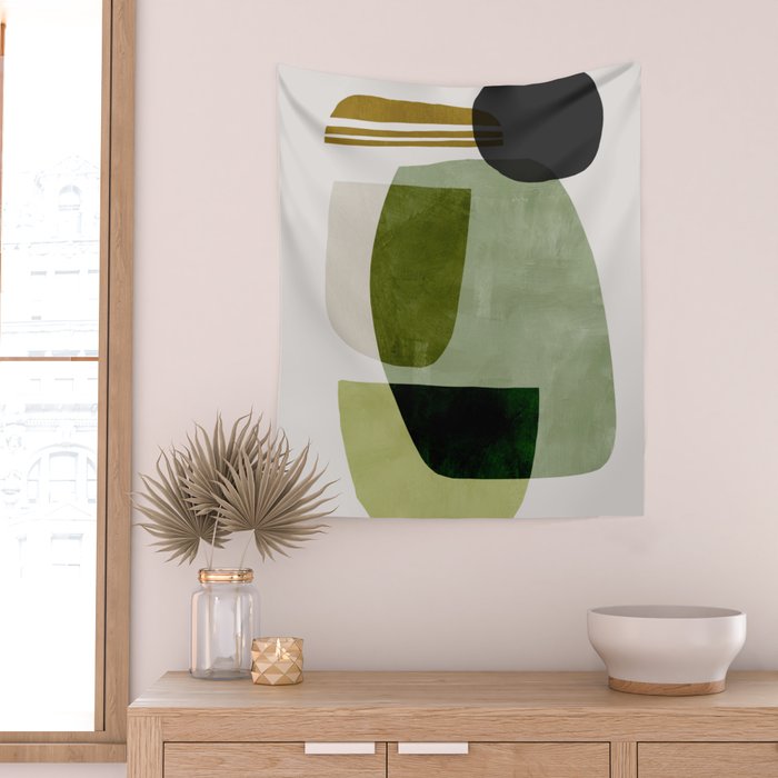 Green Abstract Wall Tapestry Gallery Image 2