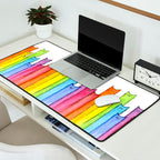 Cat Rainbow Watercolor Pattern Desk Mat Gallery Image 2