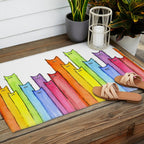 Cat Rainbow Watercolor Pattern Outdoor Rug Gallery Image 2
