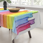 Cat Rainbow Watercolor Pattern Tablecloth Gallery Image 3