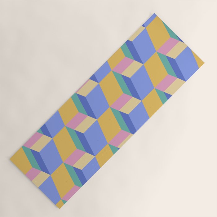 Cuboid Geometric Abstract Shapes Pattern XXIV Yoga Mat Gallery Image 1
