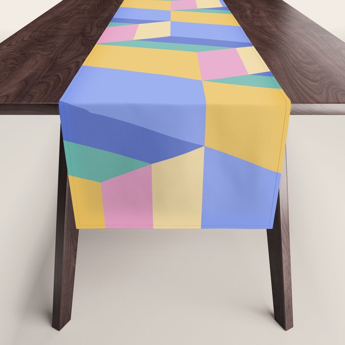 Cuboid Geometric Abstract Shapes Pattern XXIV Table Runner Gallery Image 1