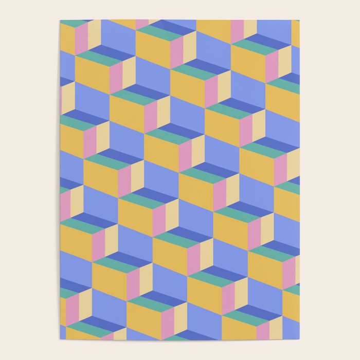 Cuboid Geometric Abstract Shapes Pattern XXIV Poster Gallery Image 4