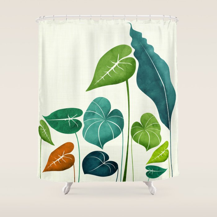 Colorful Tropical Greenery Shower Curtain Gallery Image 1