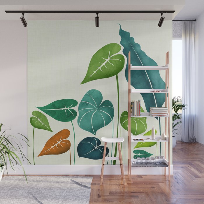 Colorful Tropical Greenery Wall Mural Gallery Image 1