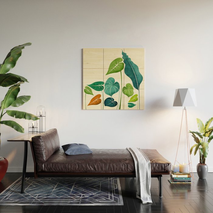 Colorful Tropical Greenery Wood Wall Art Gallery Image 2
