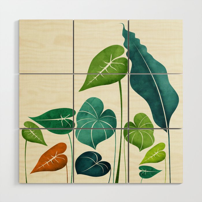 Colorful Tropical Greenery Wood Wall Art Gallery Image 1