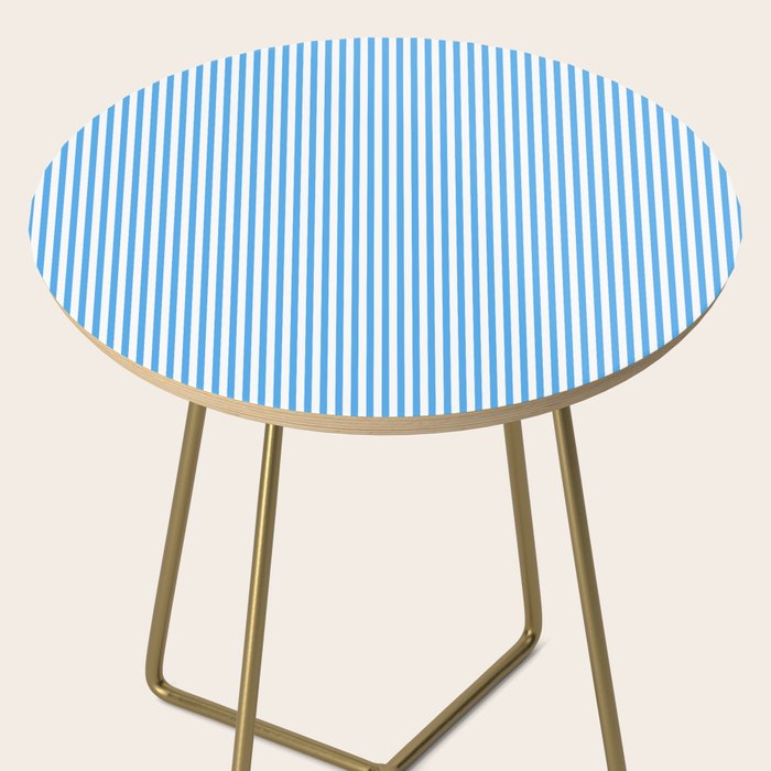 Very Narrow Blue and White Vertical Stripes Side Table Gallery Image 2
