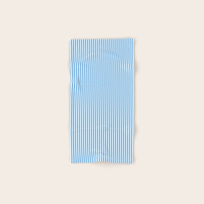 Very Narrow Blue and White Vertical Stripes Bath Towel Gallery Image 1