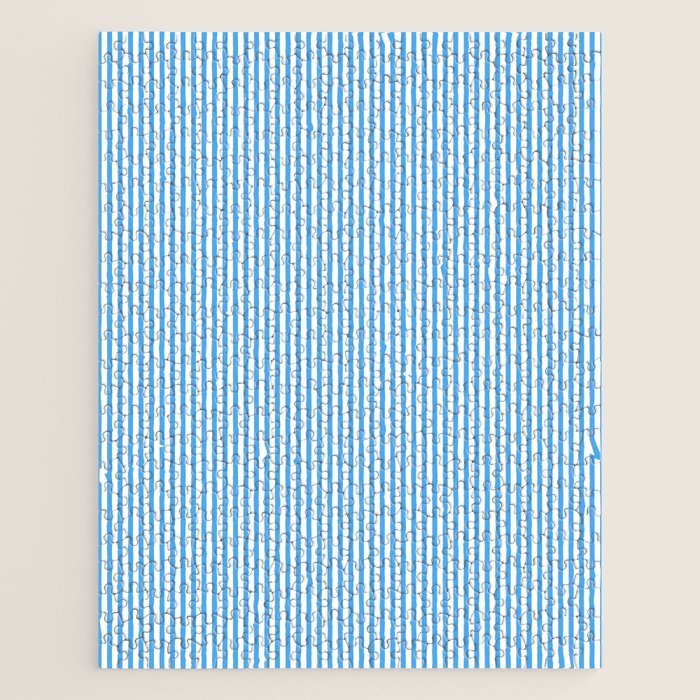 Very Narrow Blue and White Vertical Stripes Jigsaw Puzzle Gallery Image 1