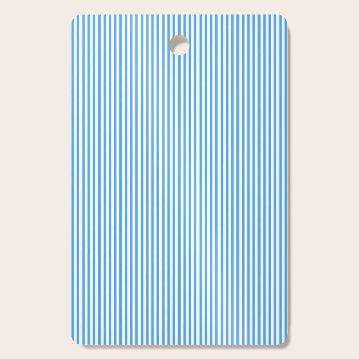 Very Narrow Blue and White Vertical Stripes Cutting Board Gallery Image 1