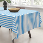 Very Narrow Blue and White Vertical Stripes Tablecloth Gallery Image 3