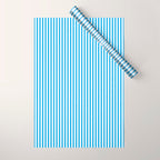 Very Narrow Blue and White Vertical Stripes Wrapping Paper Gallery Image 1