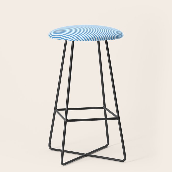 Very Narrow Blue and White Vertical Stripes Stool Gallery Image 1