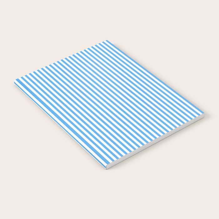 Very Narrow Blue and White Vertical Stripes Notebook Gallery Image 2