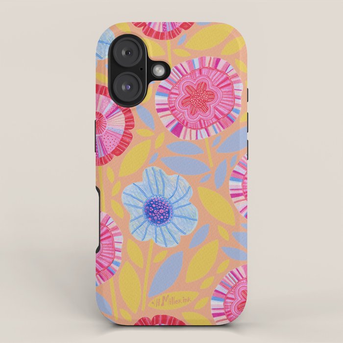 Folk Floral Blossoms in Pastel Pink iPhone Case Gallery Image 1