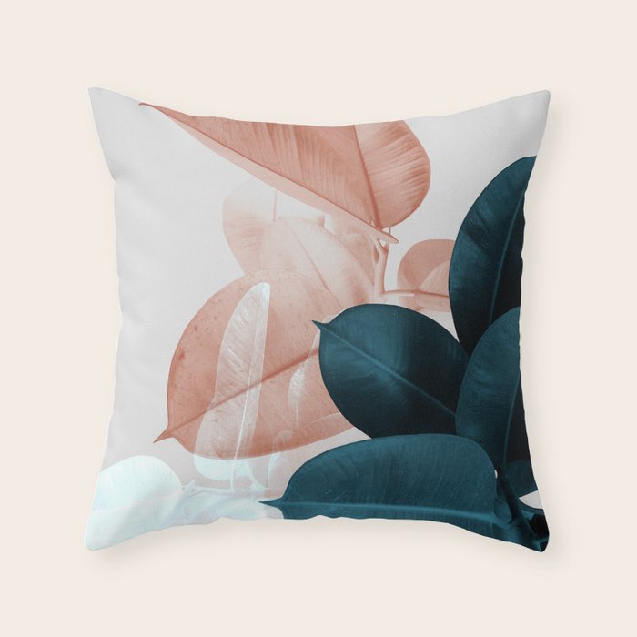 Blush & Blue Leaves Throw Pillow Gallery Image 6