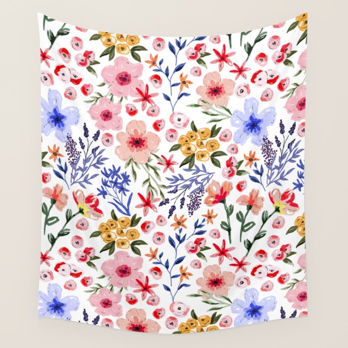 Simple colorful flowery meadow Wall Tapestry Gallery Image 1