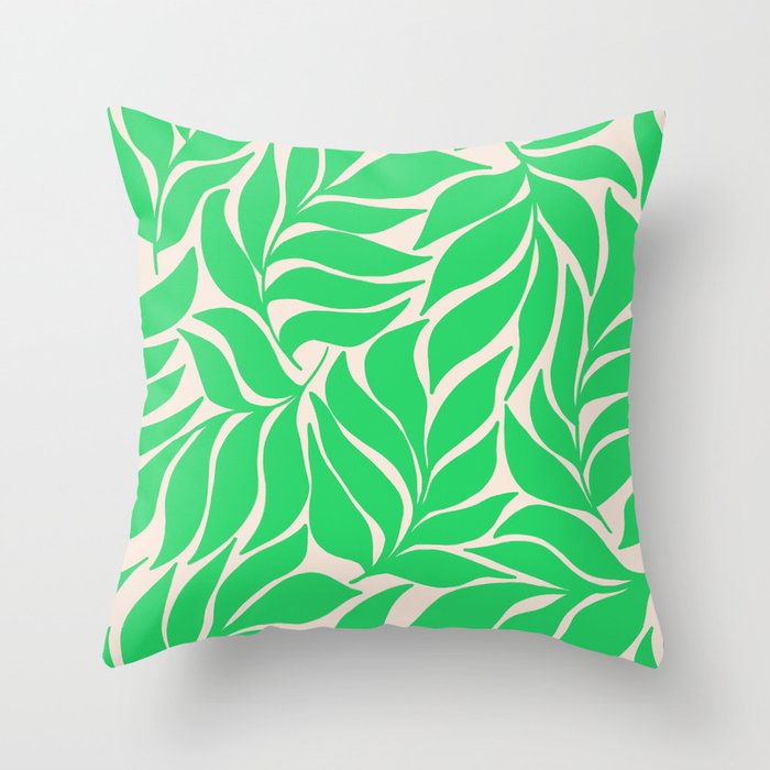 Green Palm Leaves Pattern Throw Pillow Gallery Image 6