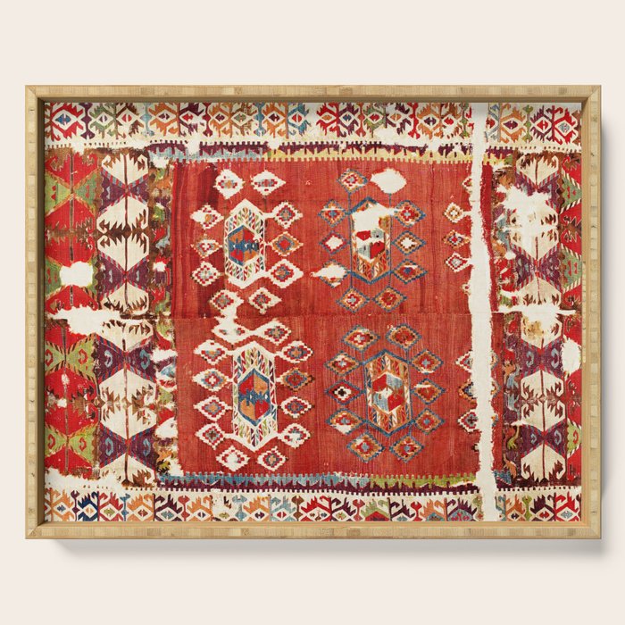 Hotamis  Antique Turkish Karapinar  Kilim Print Serving Tray Gallery Image 1