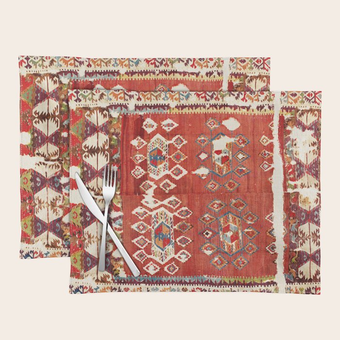 Hotamis  Antique Turkish Karapinar  Kilim Print Placemat Gallery Image 1