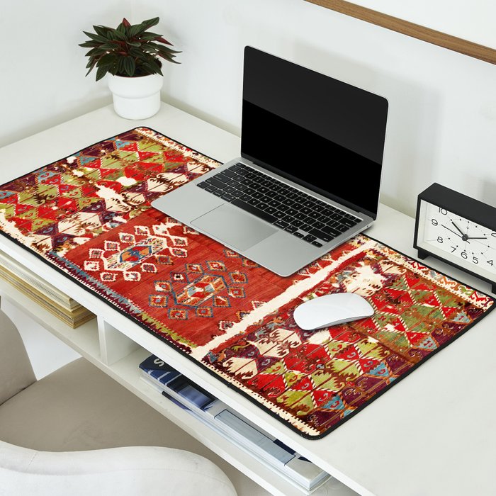 Hotamis  Antique Turkish Karapinar  Kilim Print Desk Mat Gallery Image 2