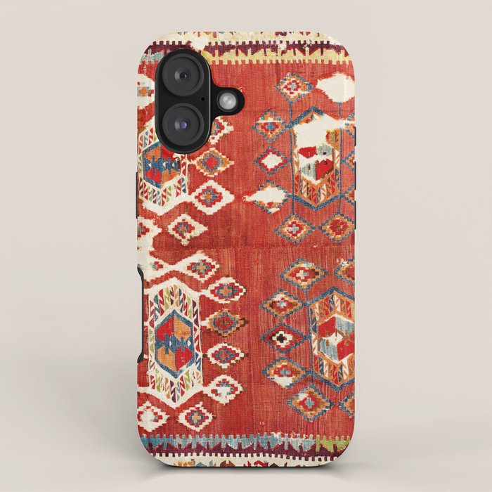 Hotamis  Antique Turkish Karapinar  Kilim Print iPhone Case Gallery Image 1