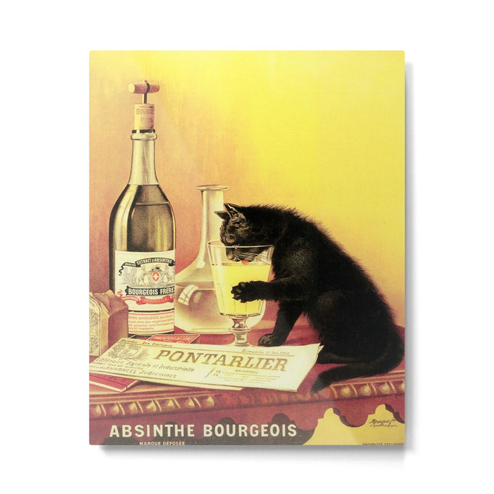 Absinthe Bourgeois Black Cat Vintage Metal Print Gallery Image 1