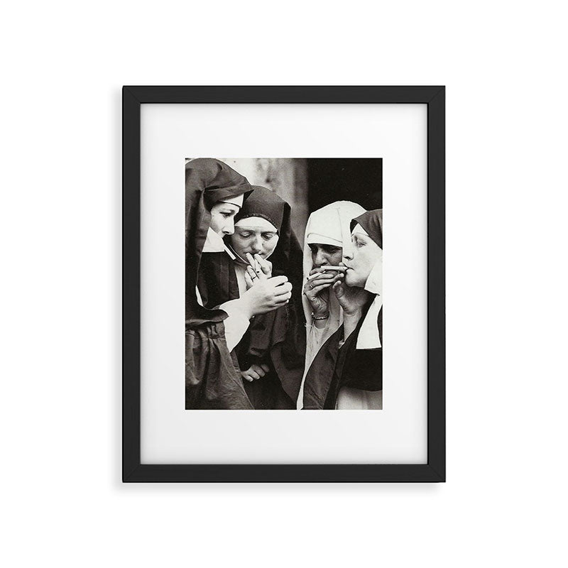 Nuns Smoking Framed Art Print