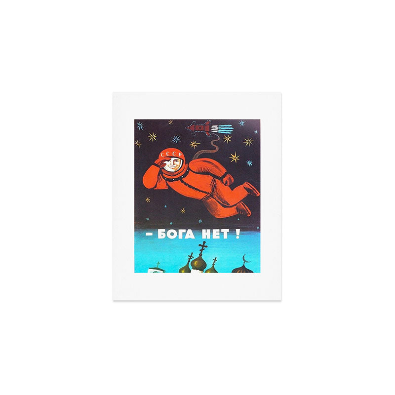 There's no god! / ÐÐ¾Ð³Ð° ÐÐµÑ!" 1960's USSR anti-religious propaganda Cosmonaut Yuri Gagarin in Space Art Print Gallery Image 1