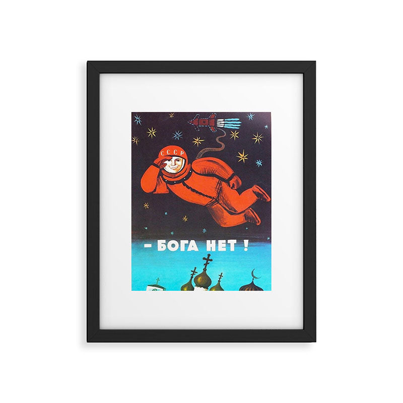 There's no god! / ÐÐ¾Ð³Ð° ÐÐµÑ!" 1960's USSR anti-religious propaganda Cosmonaut Yuri Gagarin in Space Framed Art Print Gallery Image 5