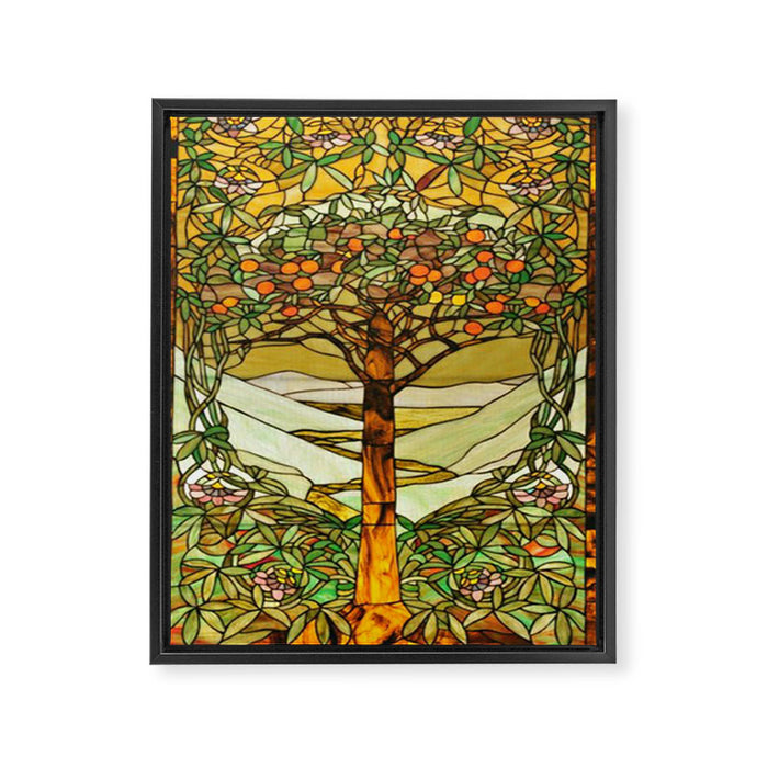 Louis Comfort Tiffany - Stained glass. Tree of life Framed Canvas Print Gallery Image 1