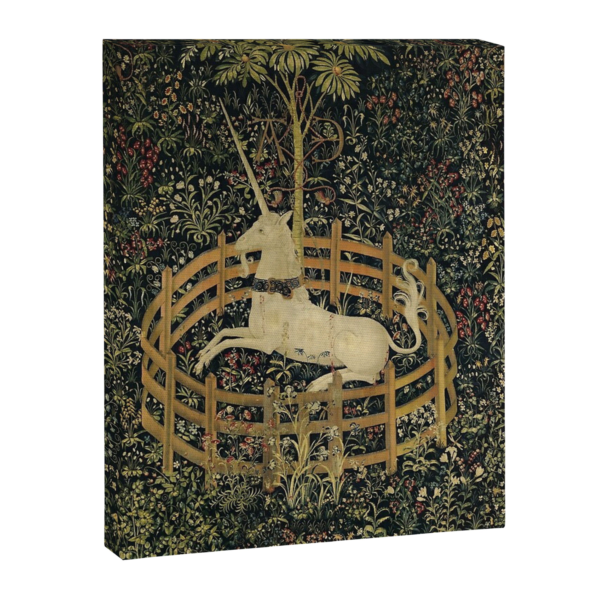 The Unicorn Rests in a Garden (from the Unicorn Tapestries) Canvas Print Gallery Image 8