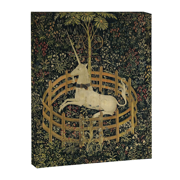 The Unicorn Rests in a Garden (from the Unicorn Tapestries) Canvas Print Gallery Image 1