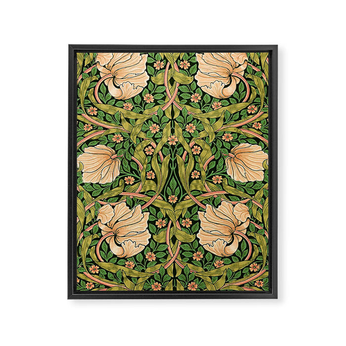 William Morris Pimpernel, green, William Morris floral design  Framed Canvas Print Gallery Image 1