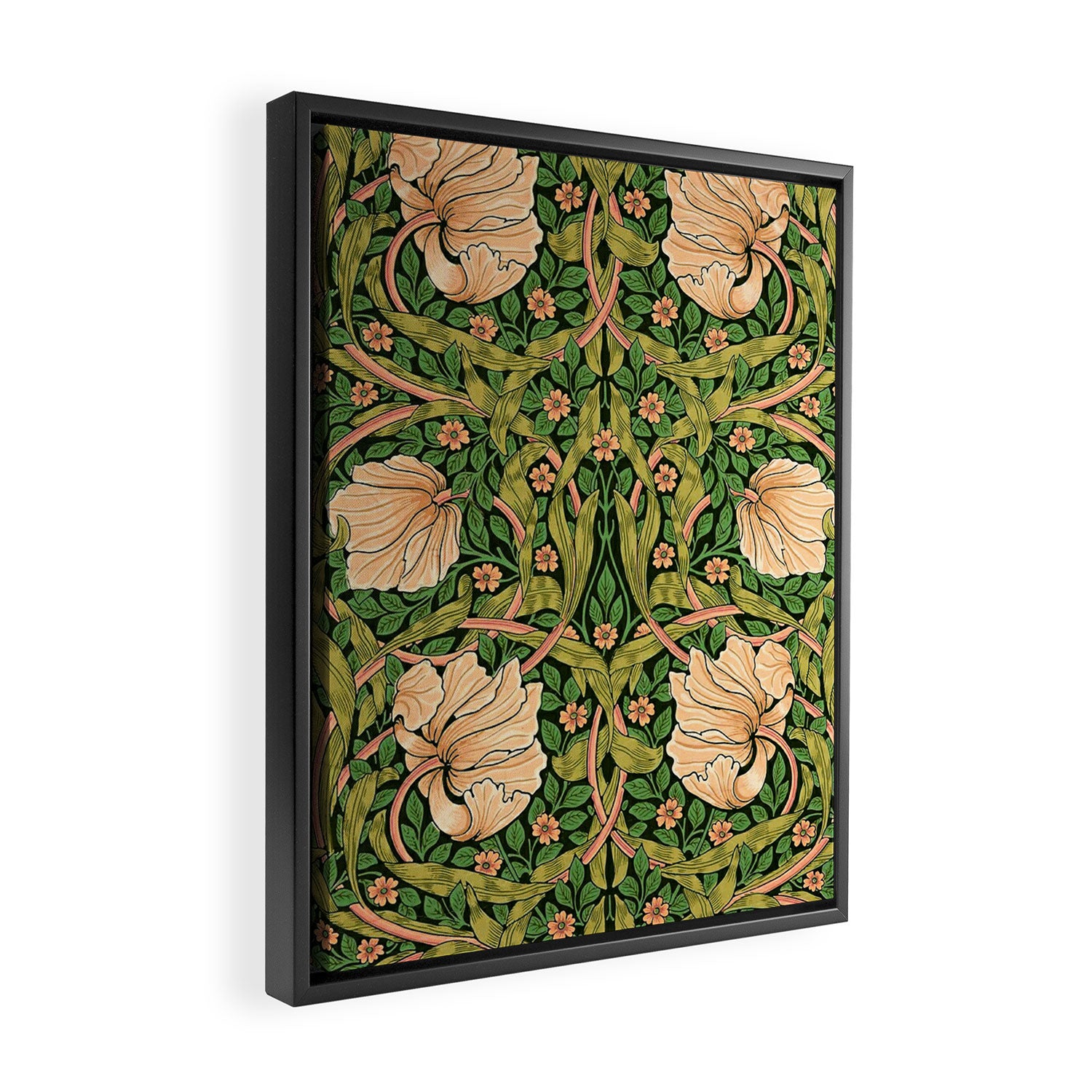 William Morris Pimpernel, green, William Morris floral design  Framed Canvas Print Gallery Image 2