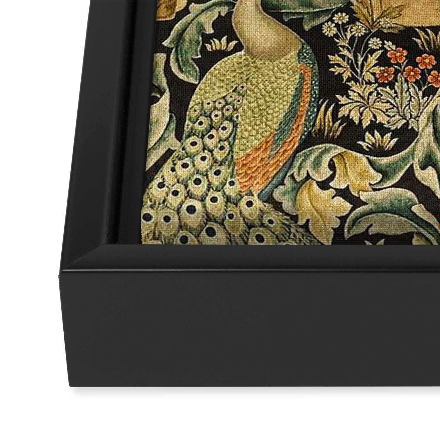 William Morris Teal Forest,peacock,birds Framed Canvas Print Gallery Image 3