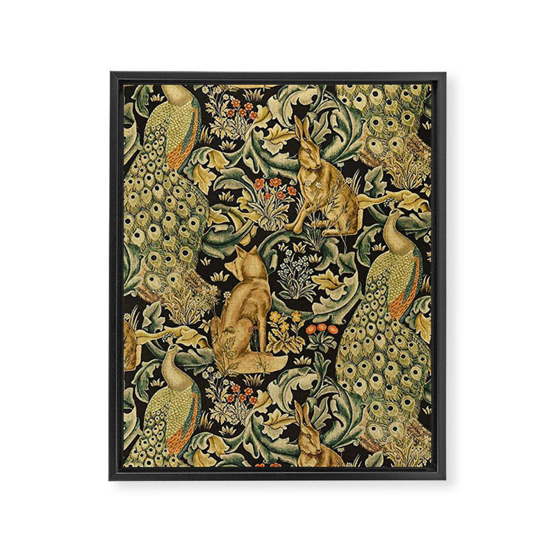 William Morris Teal Forest,peacock,birds Framed Canvas Print Gallery Image 8