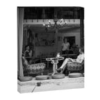Morning coffee in a cafe - Black and white street photography Canvas Print Gallery Image 6
