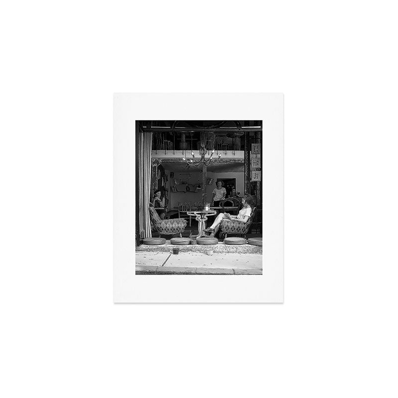 Morning coffee in a cafe - Black and white street photography Art Print