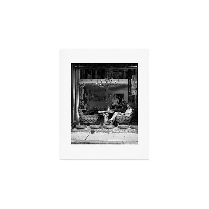 Morning coffee in a cafe - Black and white street photography Art Print Gallery Image 1