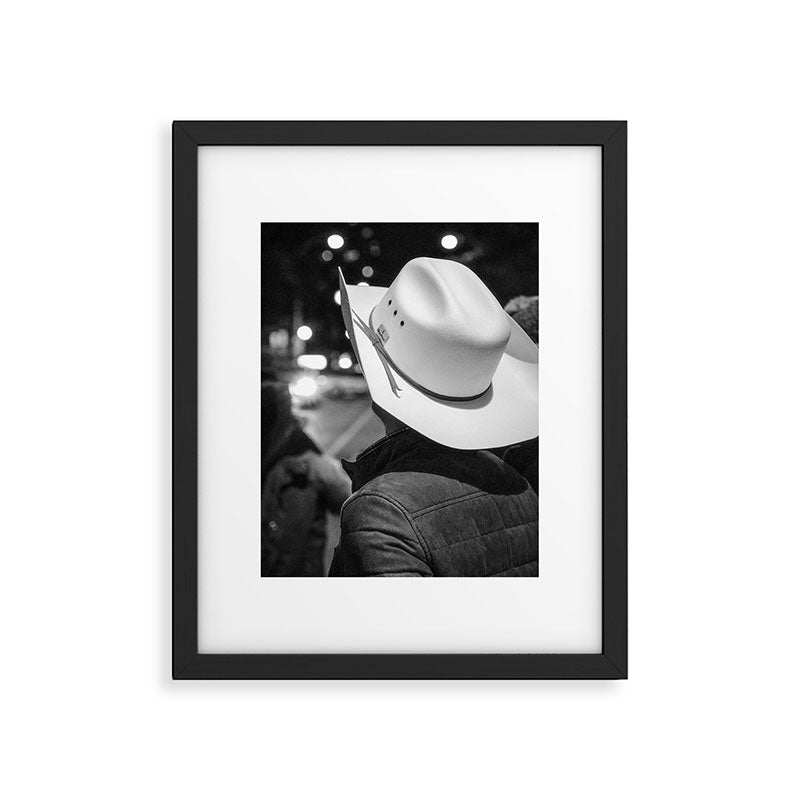New York City cowboy night out in Black and white Framed Art Print Gallery Image 5