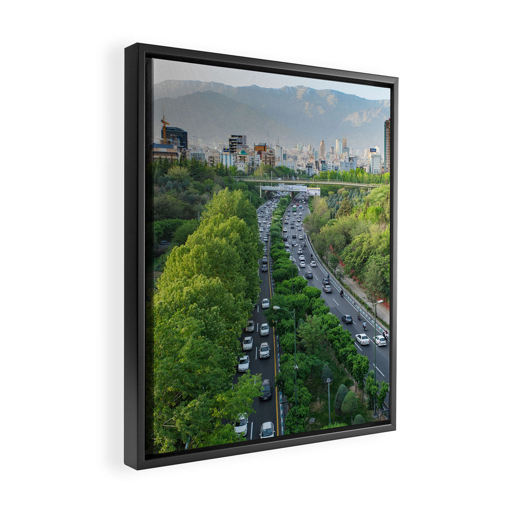 Tehran City View and Modarres Highway Framed Canvas Print Gallery Image 2