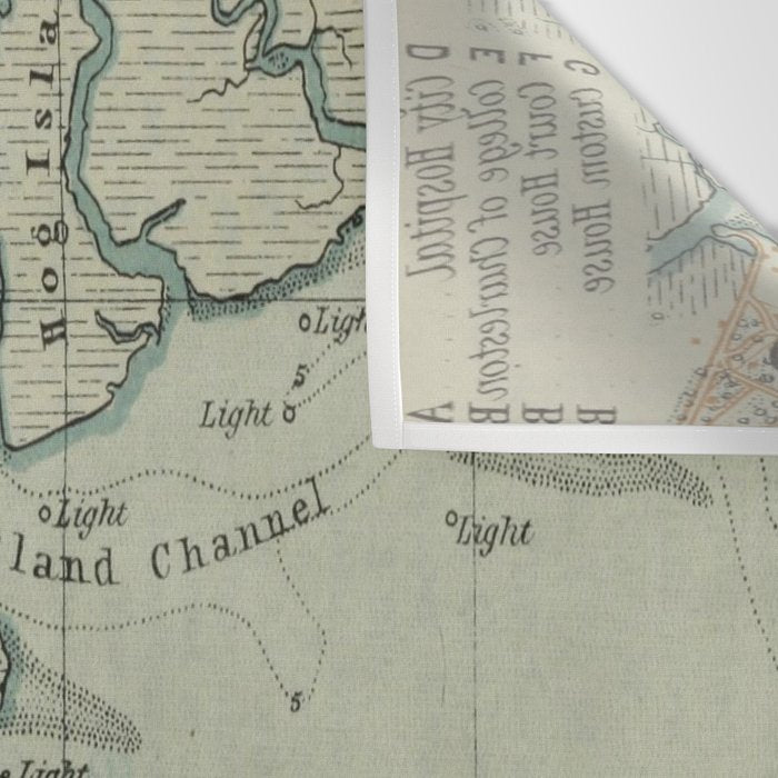 Vintage Map of Charleston SC Harbor (1904) Wall Tapestry Gallery Image 3