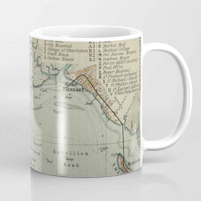 Vintage Map of Charleston SC Harbor (1904) Coffee Mug Gallery Image 1