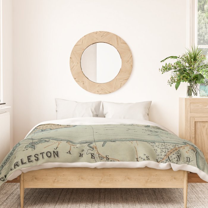 Vintage Map of Charleston SC Harbor (1904) Duvet Cover Gallery Image 3