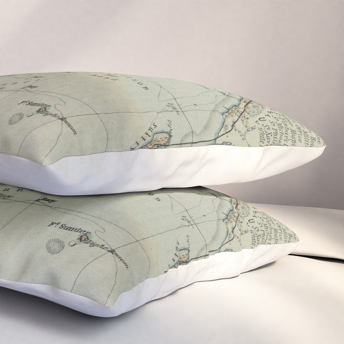 Vintage Map of Charleston SC Harbor (1904) Pillow Sham Gallery Image 3